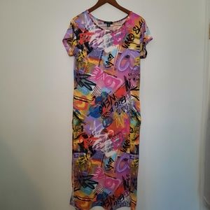 Graffiti art print dress Rogue Collection 1X Colorful midi dress